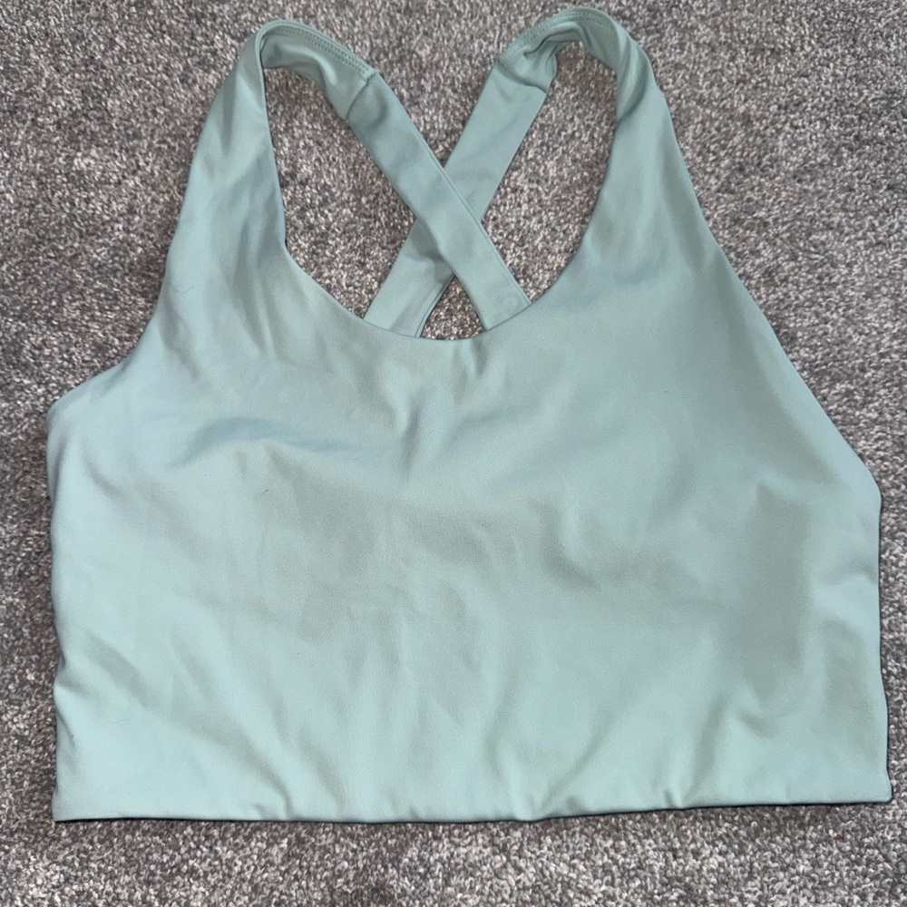 Sage Green Cross-Back Workout Top